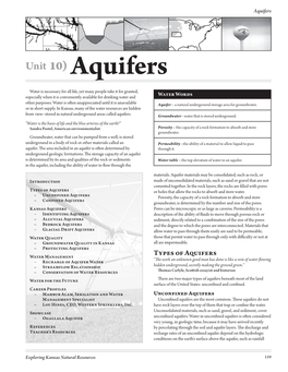 Unit 10) Aquifers