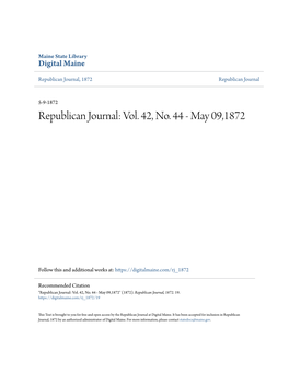 Republican Journal: Vol. 42, No. 44 - May 09,1872