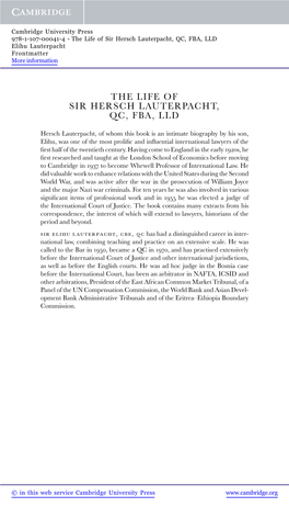 The Life of Sir Hersch Lauterpacht, QC, FBA, LLD Elihu Lauterpacht Frontmatter More Information