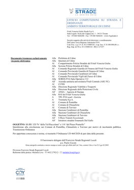 Ufficio Competizioni Su Strada E Ordinanze Ambito Territoriale Di Udine