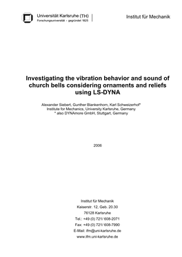 Investigating the Vibration Behavior and Sound of Church Bells Considering Ornaments and Reliefs Using LS-DYNA