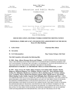 Education and Public Works Committee Meeting Notice