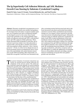 The Ig Superfamily Cell Adhesion Molecule, Apcam, Mediates Growth Cone Steering by Substrate–Cytoskeletal Coupling Daniel M