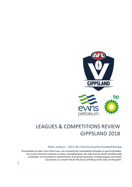 Leagues & Competitions Review Gippsland 2018