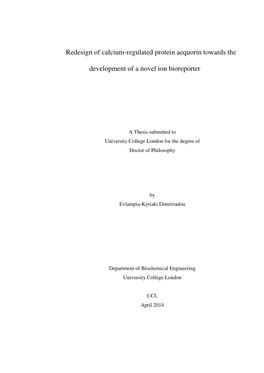 Redesign of Calcium-Regulated Protein Aequorin Towards the Development