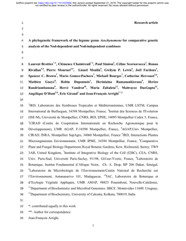 Research Article a Phylogenetic Framework of the Legume Genus