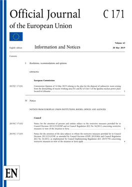 Official Journal C 171 of the European Union