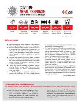 Doti, Achham, Dailekh, Kailali, Kanchanpur, Banke, Bardiya and Dhading (Based on the DCA’S Partners’ Weekly Report)