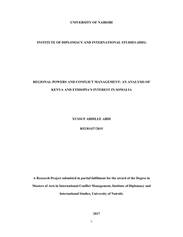 An Analysis of Kenya and Ethiopia's Interest in Somalia