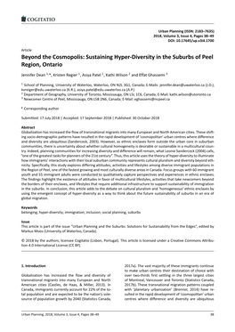 Sustaining Hyper-Diversity in the Suburbs of Peel Region, Ontario