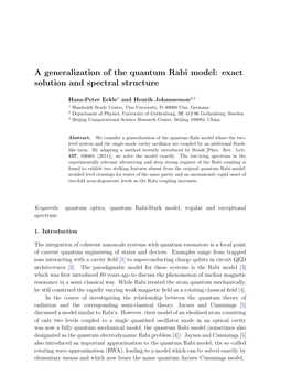 A Generalization of the Quantum Rabi Model: Exact Solution and Spectral Structure