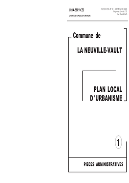 LA NEUVILLE-VAULT Commune De PLAN LOCAL D'urbanisme