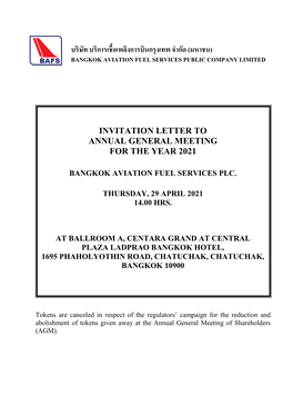 บริษัท บริการเชื้อเพลิงการบินกรุงเทพ จํากัด (มหาชน) Bangkok Aviation Fuel Services Public Company Limited