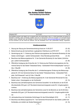 Amtsblatt Des Amtes Schlei-Ostsee Kreis Rendsburg-Eckernförde