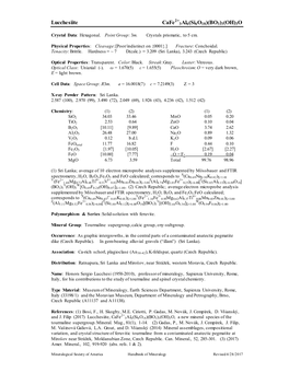 Lucchesiite Cafe 3Al6(Si6o18)(BO3)3(OH)3O