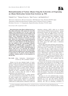 Biotransformation of Various Alkanes Using the Escherichia Coli Expressing an Alkane Hydroxylase System from Gordonia Sp. TF6