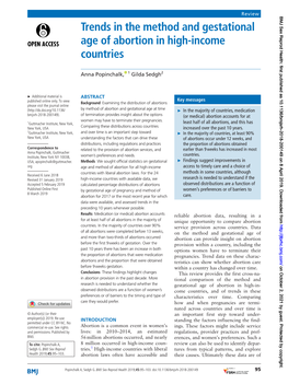 Trends in the Method and Gestational Age of Abortion in High-Income Countries