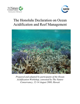 The Honolulu Declaration on Ocean Acidification and Reef Management