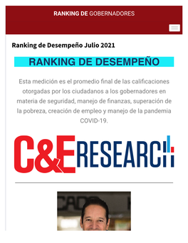 Ranking De Desempeño Julio 2021 RANKING DE DESEMPEÑO