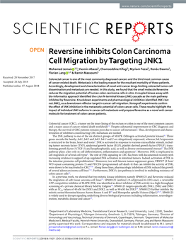 Reversine Inhibits Colon Carcinoma Cell Migration by Targeting JNK1