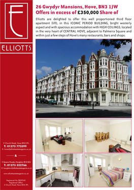 26 Gwydyr Mansions, Hove, BN3 1JW Offers in Excess Of£350,000Share Of