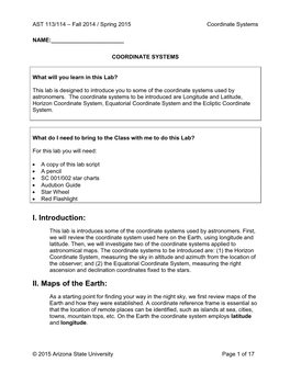 Coordinate Systems