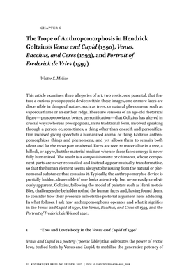 The Trope of Anthropomorphosis in Hendrick Goltzius's Venus and Cupid