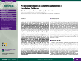 Pleistocene Volcanism and Shifting Shorelines at Lake Tahoe, California GEOSPHERE, V