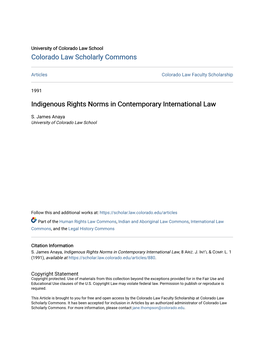 Indigenous Rights Norms in Contemporary International Law