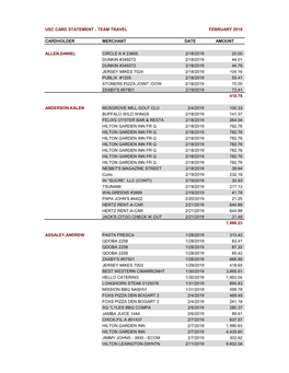 Usc Card Statement - Team Travel February 2019