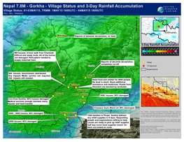 Gorkha - Village Status and 3-Day Rainfall Accumulation Village Status: 01-03MAY15, TRMM: 1MAY15 1600UTC - 04MAY15 1600UTC PDC - NPL - TRMM009