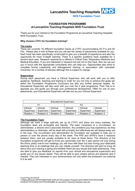 1 FOUNDATION PROGRAMME at Lancashire Teaching Hospitals