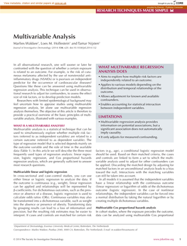 Multivariable Analysis Marlies Wakkee1, Loes M