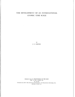 The Development of an International Atomic Time Scale