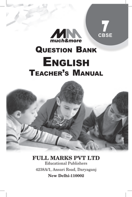 Question Bank English Teacher’S Manual