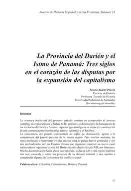 La Provincia Del Darién Y El Istmo De Panamá: Tres Siglos En El Corazón De Las Disputas Por La Expansión Del Capitalismo