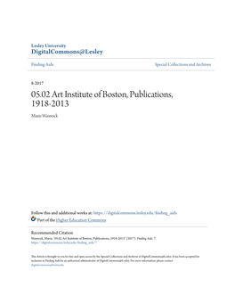 05.02 Art Institute of Boston, Publications, 1918-2013 Marie Wasnock