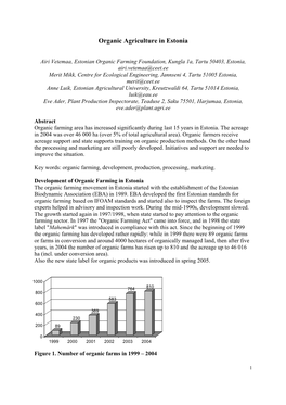 Organic Agriculture in Estonia