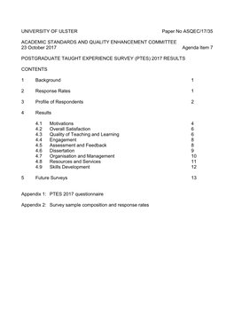 UNIVERSITY of ULSTER Paper No ASQEC/17/35 ACADEMIC