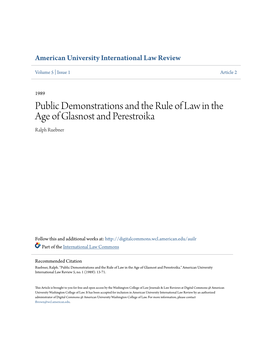 Public Demonstrations and the Rule of Law in the Age of Glasnost and Perestroika Ralph Ruebner