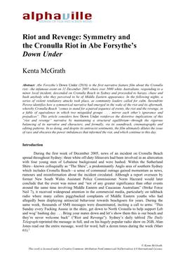Riot and Revenge: Symmetry and the Cronulla Riot in Abe Forsythe's