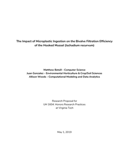 The Impact of Microplastic Ingestion on the Bivalve Filtration Efficiency of the Hooked Mussel (Ischadium Recurvum)