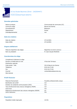 Communauté De Communes Du Pays Baumois (Siren : 242504447)