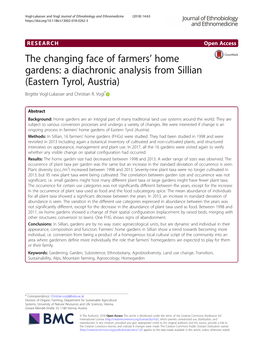 A Diachronic Analysis from Sillian (Eastern Tyrol, Austria) Brigitte Vogl-Lukasser and Christian R