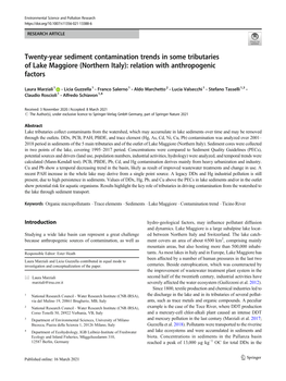 Twenty-Year Sediment Contamination Trends in Some Tributaries of Lake Maggiore (Northern Italy): Relation with Anthropogenic Factors