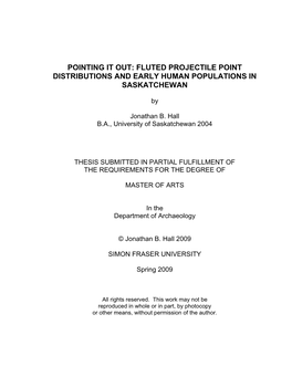 Fluted Projectile Point Distributions and Early Human Populations in Saskatchewan