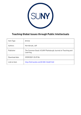 “Teaching Global Issues Through Public Intellectuals” in 2011 And