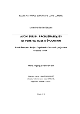 Audio Sur Ip : Problématiques Et Perspectives D'évolution