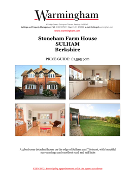 Stoneham Farm House SULHAM Berkshire