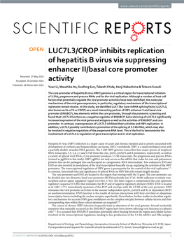 LUC7L3/CROP Inhibits Replication of Hepatitis B Virus Via Suppressing Enhancer II/Basal Core Promoter Activity